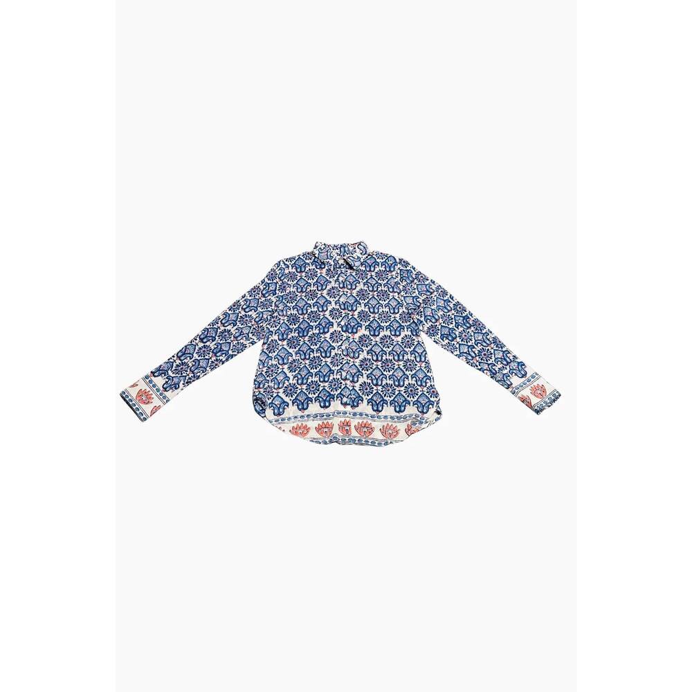NEW BELL women's button down shirt in red/white/blue print